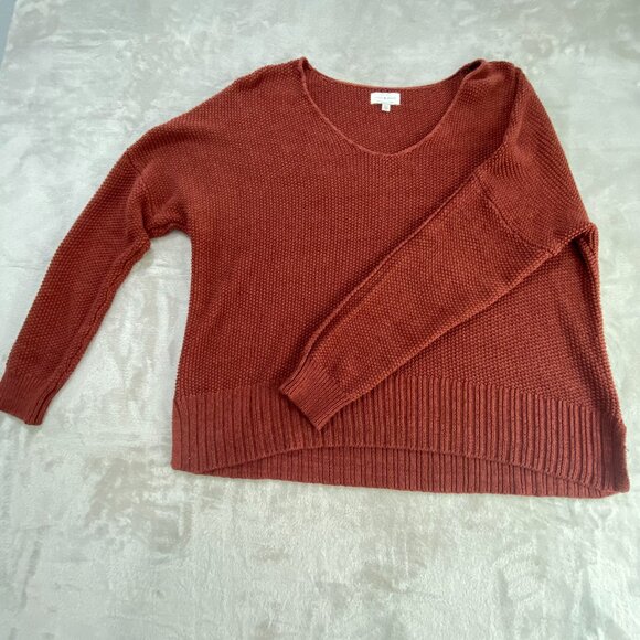 Lucky Brand Burnt Orange V-Neck Long Sleeve Sweater Size XL - Picture 1 of 10